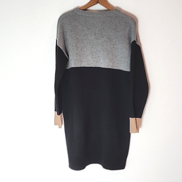 NWT Madewell Colorblock Sweater Dress Black Gray Brown Size M, Merino Wool - Picture 4 of 10
